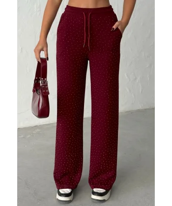 KADIN VİVA BORDO TAŞLI MODAL EŞOFMAN