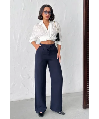 NOVA LACİVERT MÜSLİN PANTOLON