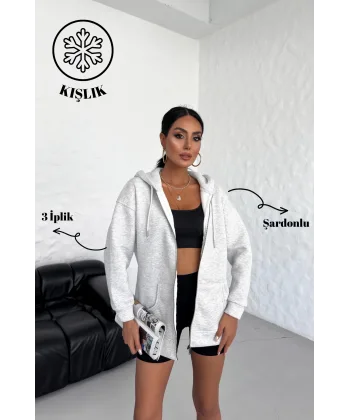 ALEGRA KARMELANJ 3 İPLİK KAPÜŞONLU POLARLI HIRKA