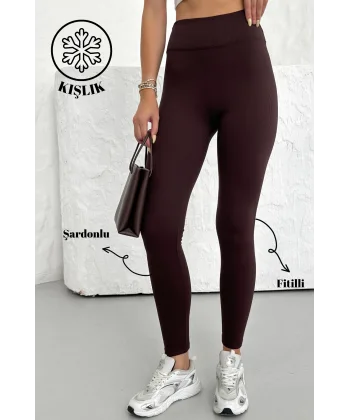 BERTA KAHVERENGİ FİTİLLİ POLARLI KIŞLIK TAYT