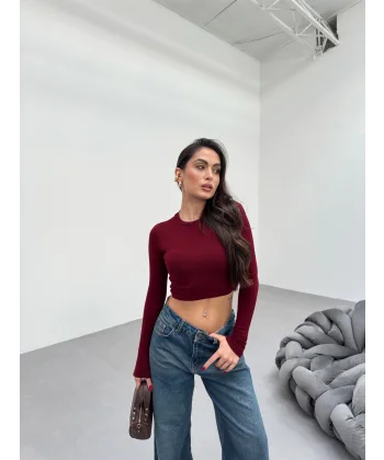FESTA BORDO UZUN KOLLU CROP BLUZ