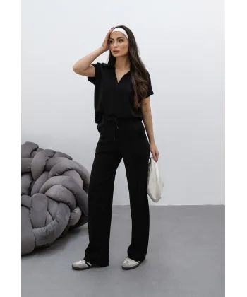 HALE SİYAH MODAL POLO YAKA TAKIM