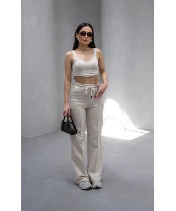 LUMİ BEJ 2 İPLİK ÇIMALI EŞOFMAN ALTI