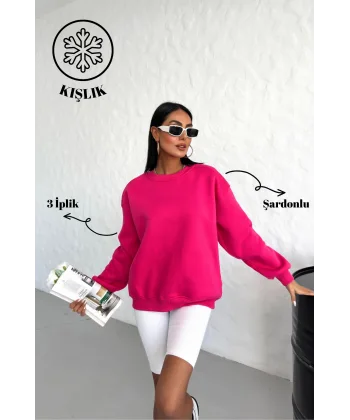 LUNA FUŞYA 3 İPLİK POLARLI SWEATSHIRT