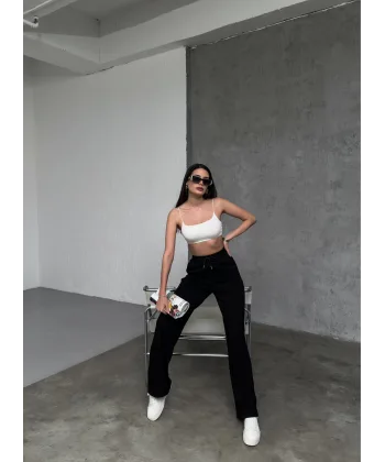 MARİSOL SİYAH MODAL BOL PAÇA EŞOFMAN ALTI