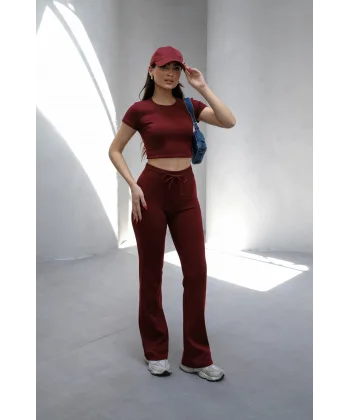 NOVA BORDO Y2K CROP TİŞÖRT VE İSPANYOL PAÇA TAYT TAKIM