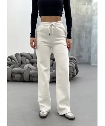 SORANE BEYAZ 3 İPLİK KIŞLIK POLARLI EŞOFMAN ALTI