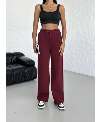 SORANE BORDO 3 İPLİK KIŞLIK POLARLI EŞOFMAN ALTI