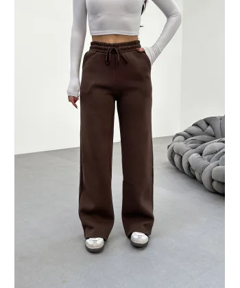 SORANE KAHVERENGİ 3 İPLİK KIŞLIK POLARLI EŞOFMAN ALTI