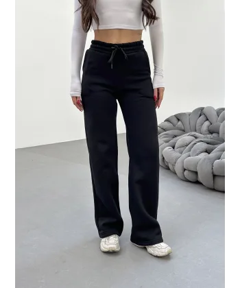 SORANE SİYAH 3 İPLİK KIŞLIK POLARLI EŞOFMAN ALTI