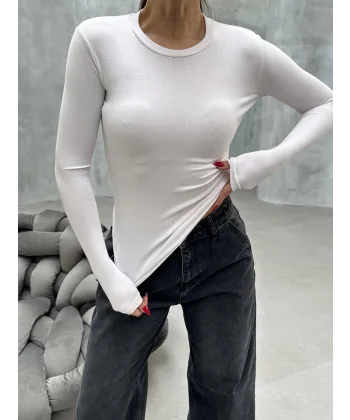 VERİTE BEYAZ PAMUKLU UZUN KOLLU BLUZ