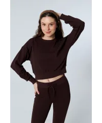 LUNA KAHVERENGİ SWEATSHIRT VE İSPANYOL PAÇA TAYT ALT -ÜST TAKIM