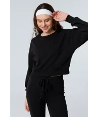 LUNA SİYAH SWEATSHIRT VE İSPANYOL PAÇA TAYT ALT -ÜST TAKIM