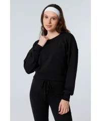 LUNA SİYAH SWEATSHIRT VE İSPANYOL PAÇA TAYT ALT -ÜST TAKIM