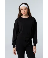 LUNA SİYAH SWEATSHIRT VE İSPANYOL PAÇA TAYT ALT -ÜST TAKIM