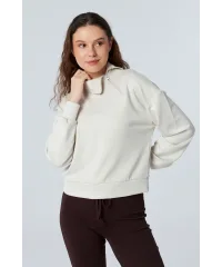 TARA BEJ FERMUAR DETAYLI SWEATSHIRT