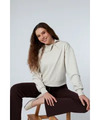 TARA BEJ FERMUAR DETAYLI SWEATSHIRT