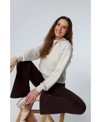 TARA BEJ FERMUAR DETAYLI SWEATSHIRT