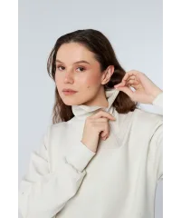 TARA BEJ FERMUAR DETAYLI SWEATSHIRT
