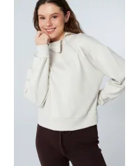 TARA BEJ FERMUAR DETAYLI SWEATSHIRT
