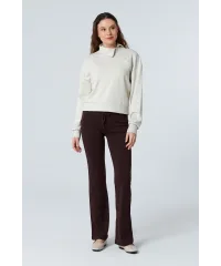 TARA BEJ FERMUAR DETAYLI SWEATSHIRT