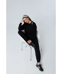 TARA SİYAH FERMUAR DETAYLI SWEATSHIRT