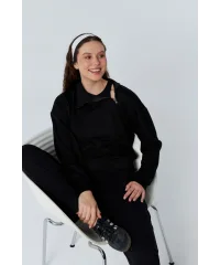 TARA SİYAH FERMUAR DETAYLI SWEATSHIRT