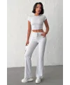 ELORA GRİ TAŞLI CROP T-SHIRT VE İSPANYOL PAÇA TAYT ALT ÜST TAKIM