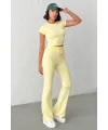 MİLA SARI Y2K CROP TİŞÖRT VE İSPANYOL PAÇA TAYT TAKIM