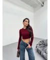 FESTA BORDO UZUN KOLLU CROP BLUZ
