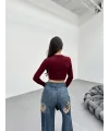 FESTA BORDO UZUN KOLLU CROP BLUZ
