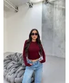 MORA BORDO PARMAK DETAYLI BLUZ