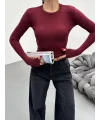 VERİTE BORDO PAMUKLU UZUN KOLLU BLUZ