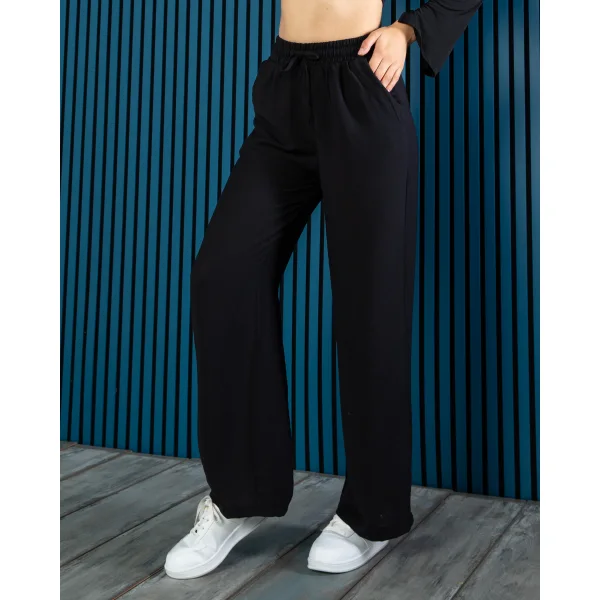 NEPAL SİYAH KETEN YAZLIK PANTOLON