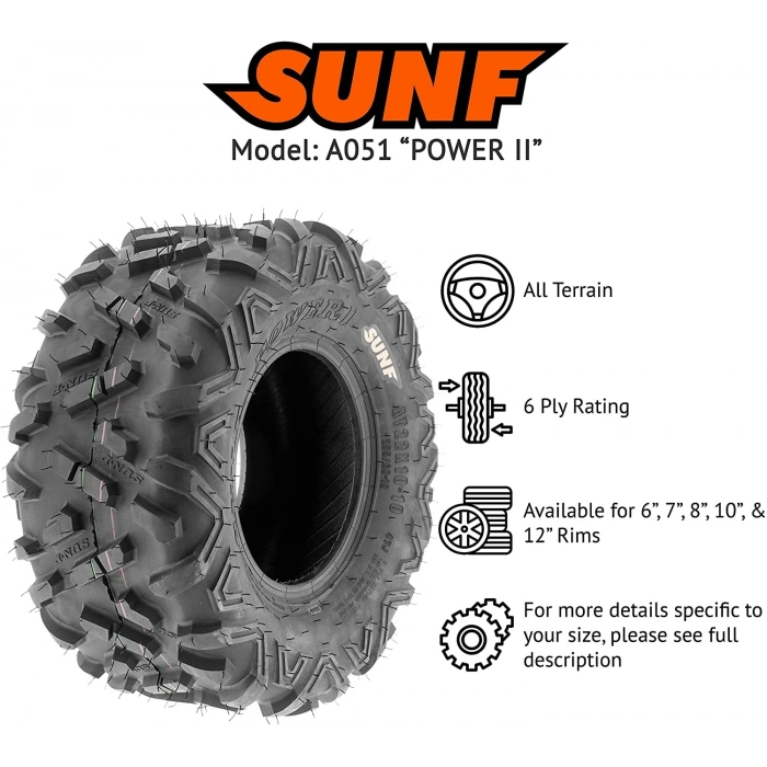 22X10-10 SunF A051 Power II 6Kat Atv Arka Lastiği