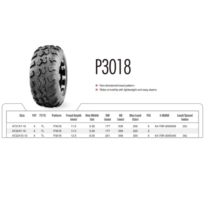 22x10-10 Wanda P3018 4Kat Atv Arka Lastiği