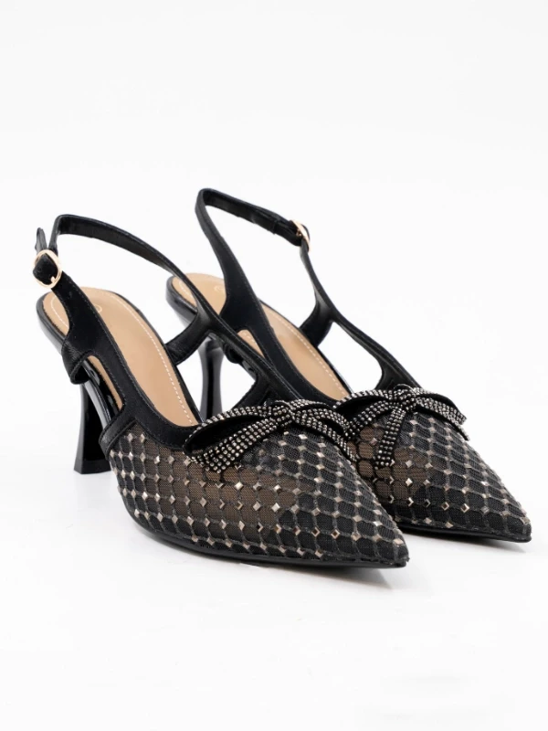 TAŞ DETAY FİLE TOPUKLU SİYAH