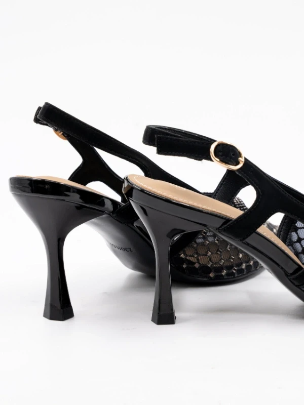 TAŞ DETAY FİLE TOPUKLU SİYAH