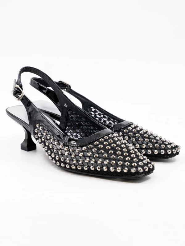 TAŞ DETAY FİLE TOPUKLU SİYAH