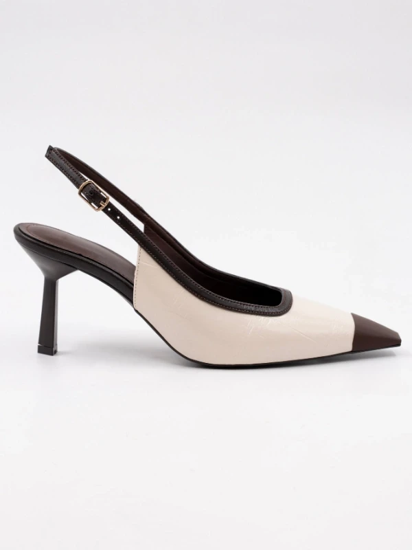 KROKO BASKI CİLT DERİ TOPUKLU BEJ