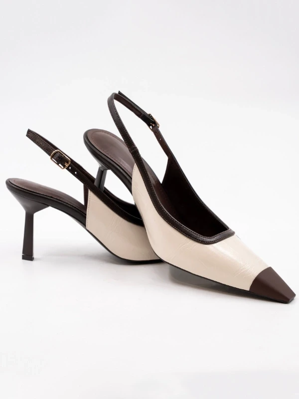 KROKO BASKI CİLT DERİ TOPUKLU BEJ