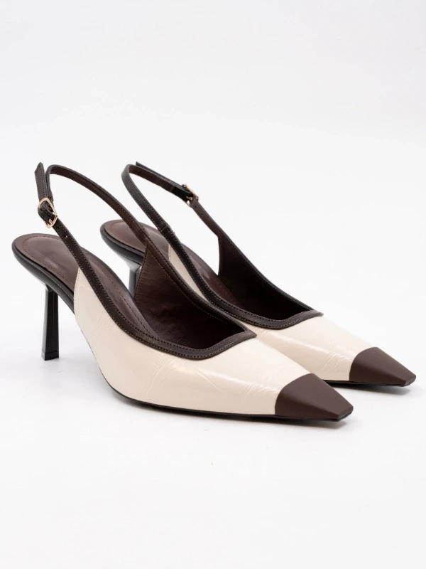 KROKO BASKI CİLT DERİ TOPUKLU BEJ