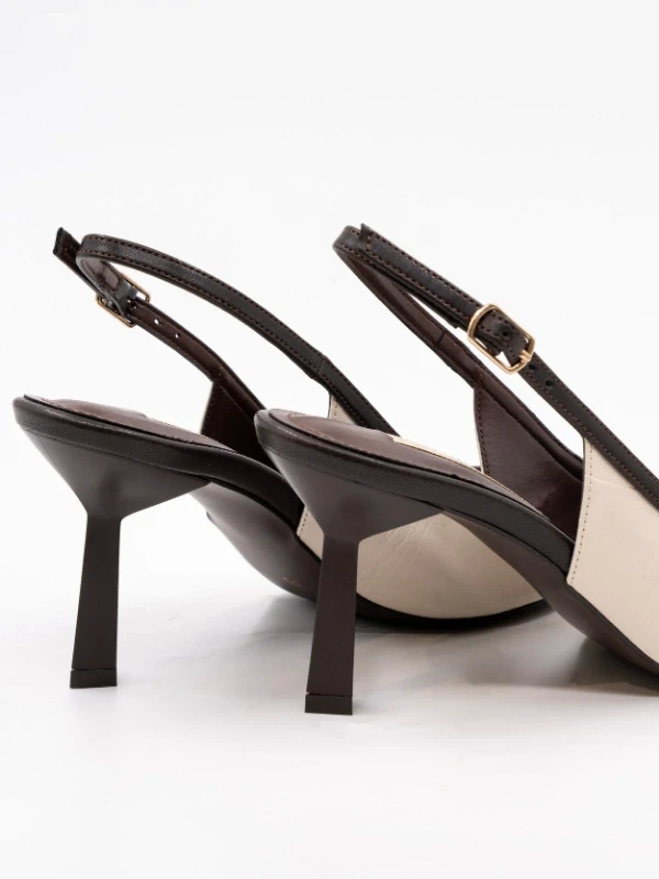 KROKO BASKI CİLT DERİ TOPUKLU BEJ