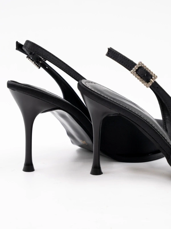 SATEN KUMAŞ TOPUKLU SİYAH