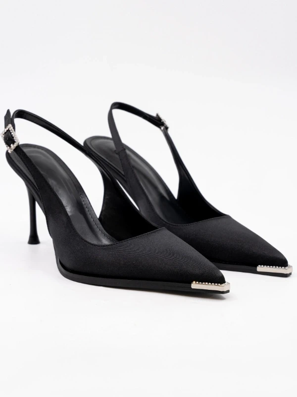 SATEN KUMAŞ TOPUKLU SİYAH