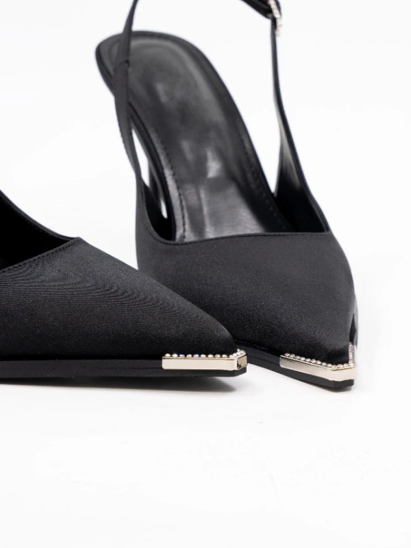 SATEN KUMAŞ TOPUKLU SİYAH