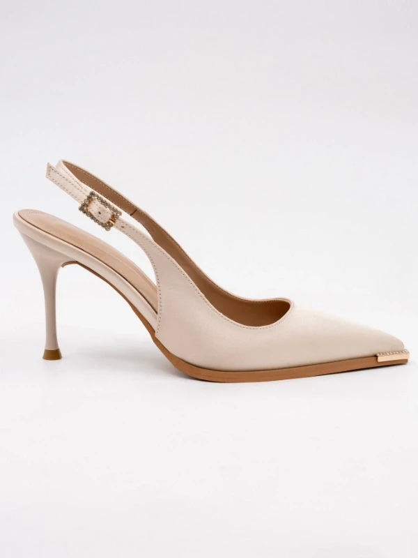 SATEN KUMAŞ TOPUKLU BEJ