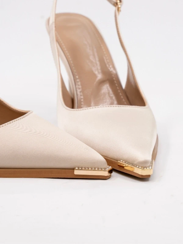 SATEN KUMAŞ TOPUKLU BEJ