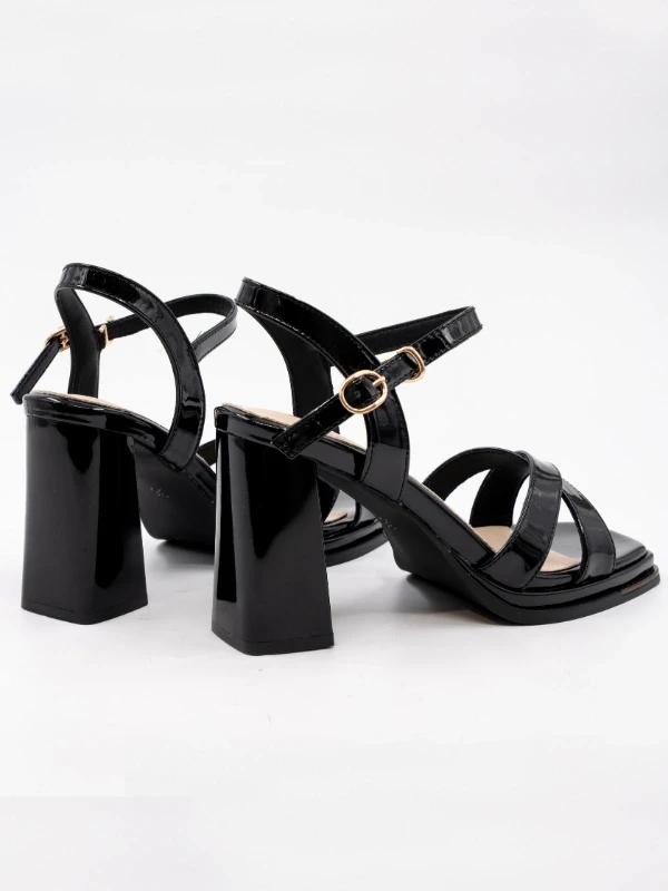 RUGAN PLATFORM TOPUKLU SANDALET SİYAH