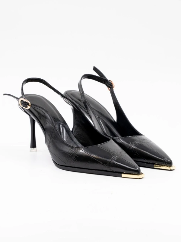 KROKO GOLD DETAY TOPUKLU SİYAH